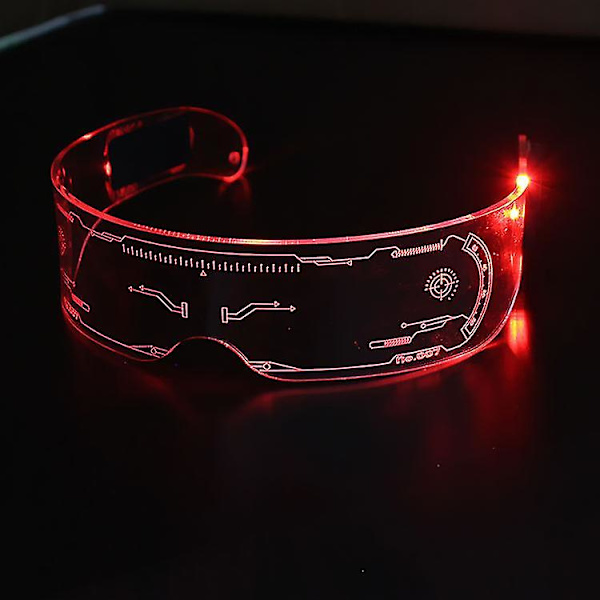 1/2/4stk Lysende Fargebriller Led Briller El Wire Neon Lys Visir red light