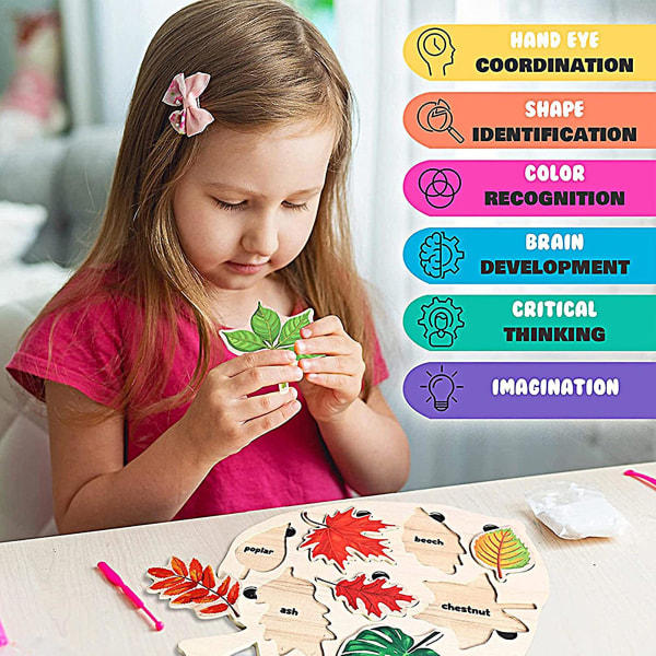 Jigsaw Puzzles Leaf Theme Different Leaves Diy Perfectly Fit No Thorns Learning Letter Print Acquire Knowledge Leaf Puzzle Toy For Children