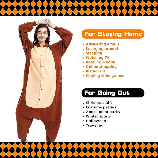 Unisex Aikuisten Onesie-Pyjamat Eläin Yksikokoinen Halloween-Puku Joulu Uniasu Haalarit Monkey M