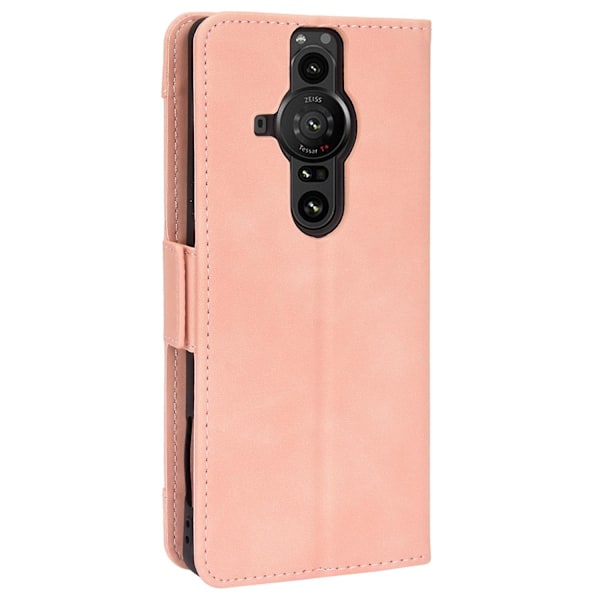For Sony Xperia Pro-i Drop-proof Magnetisk Lukke Flip Case Flere Kortplasser Design Lommebok Stativ Pu Lær Telefondeksel Pink