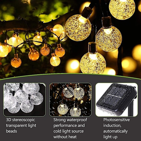 Outdoor Solar Garland, 6.5m 50 Led Flower Fairy Lights With 2 Lighting Modes Light Decoration Compatible With Christmas, Tree, Garden, Terrace, Balcon