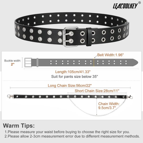 Dobbelt Hull Studded Belte, Punk Hip Hop Belte Studded Belte for Kvinner