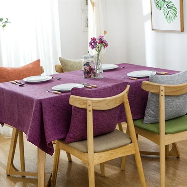 Bomullslinneduk Rektangulär Matsalsduk Överdrag Heminredning Purple 120x160cm