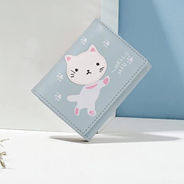 Kawaii tegnebog til piger Hej søde kat kort Bill Holder Organizer Dame pung, Hej A916-790 Blue