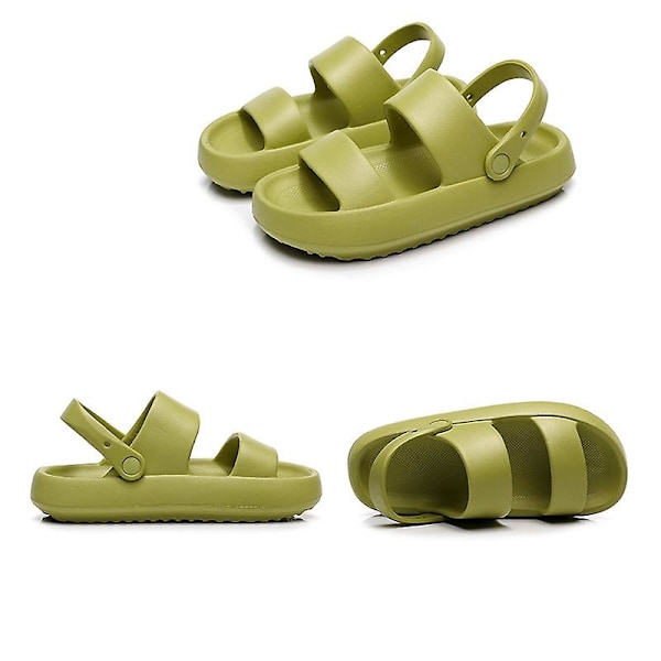 4 cm:n paksupohjaiset kesätossut naisille, pehmeät EVA-rantakengät, liukumattomat Green 38 39