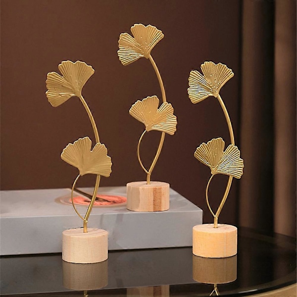 Kevyt Luksus Metalli käsityö Luova Koti Olohuone Veranda Viinikaappi Koriste Rauta Ginkgo Lehti Koristeet Ginkgo biloba leaf ornaments - gold