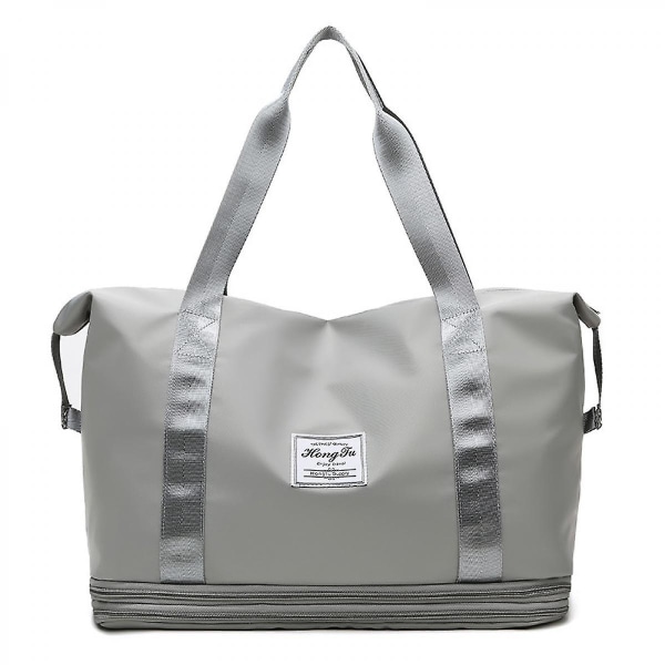 Large Capacity Travel Duffel Tote Bag With Dry Wet Separation Pocket, Lightweight And Easy Carry On Light Gray