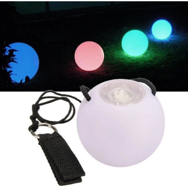 LED Poi-baller, Myke Poi-baller, Regnbue-fade & Høy Strobe Spinning Swirling Lys Rave Toy Poi Ball 1pcs