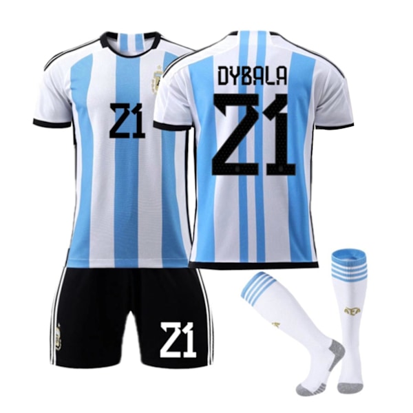 Fotbollströja, Shorts och Strumpor Set - Randig Fotbollsträning Färgmatchning Argentina Messi Herr T-shirt Shorts Strumpor Set XXL（180-190）