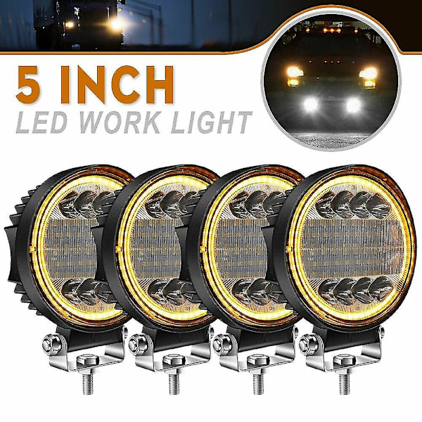 4x Led-työvalopalaa pyöreä keltainen spottiyhdistelmävalo keltainen sumuvalo maastoajoneuvoon Suv