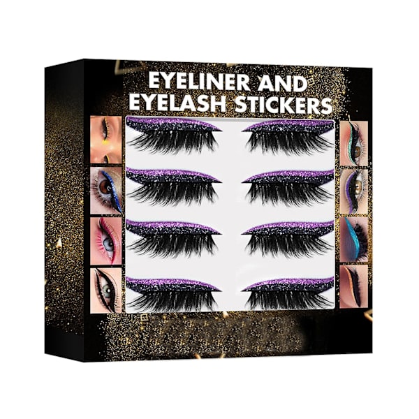 Färgglada eyeliner-ögonfransdekaler, självhäftande falska ögonfransar, konstgjorda förlängningsögonfransar purple