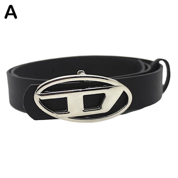 Trendy D-bokstav belte med trykknapp, belte, midjebånd, spenne, fasjonable tilbehør for kvinner Black