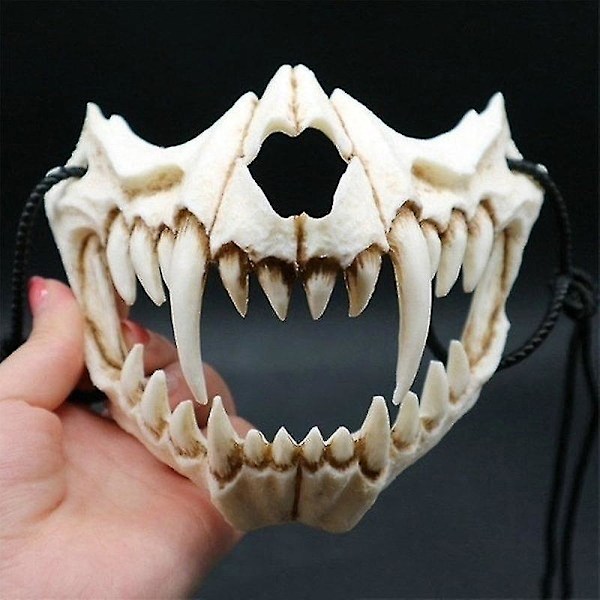 Halloween-festmaske Japansk Anime Drage Gud Skjelett Halvmaske Bein Skalle Dyr Maske Cosplay Dans Prom Kostyme Rekvisitter 6