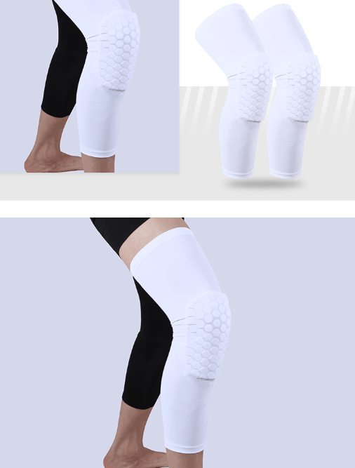 Basketboll Honeycomb Halkfria Knäskydd Unisex Sportutrustning. Vit (tvåpack)