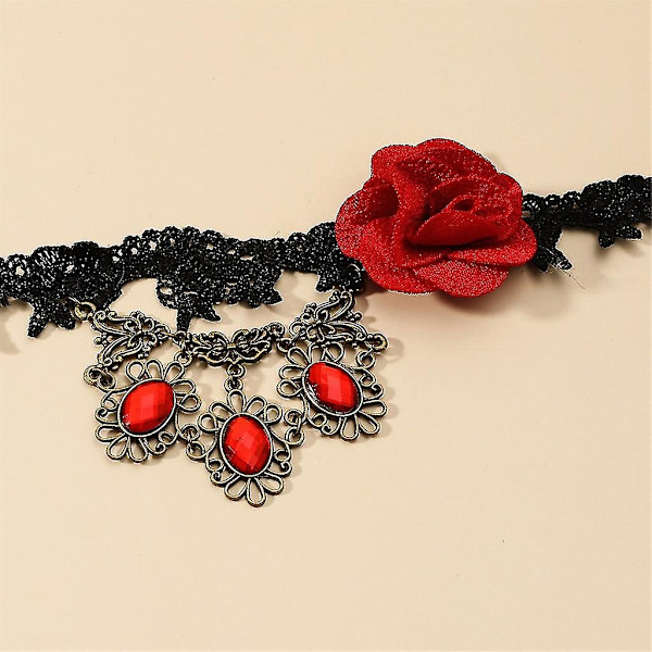 Goth Choker Halskjede Kvinner Blomster Choker Gothic Choker Rose Choker Blonder Choker