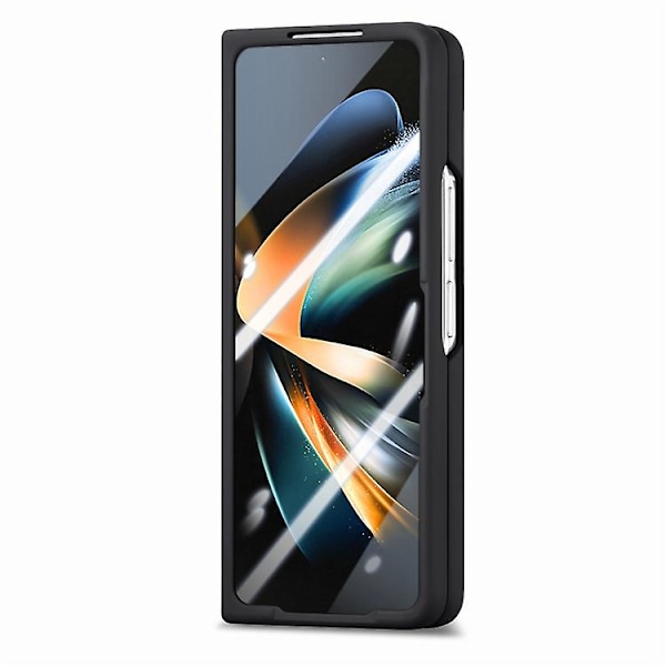 Skyddande Skal för Samsung Galaxy Z Fold4 med Integrerad Film, Retro Skin-Känsla, Vikbart Läder Black