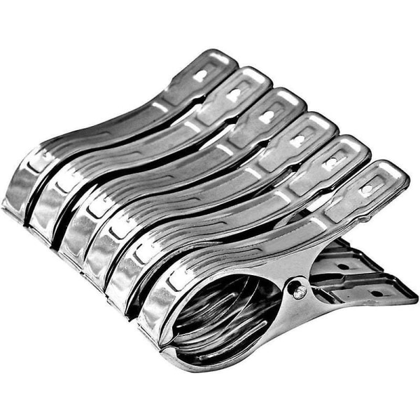6pcs Large Stainless Steel Clothespins, Non-slip Durable Windbreaker For Beach Towel, Clothes, Quilt, Bath Towel