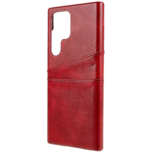 Til Samsung Galaxy S24 Ultra Etui 2 Kortpladser PU+PC Telefon Cover Red