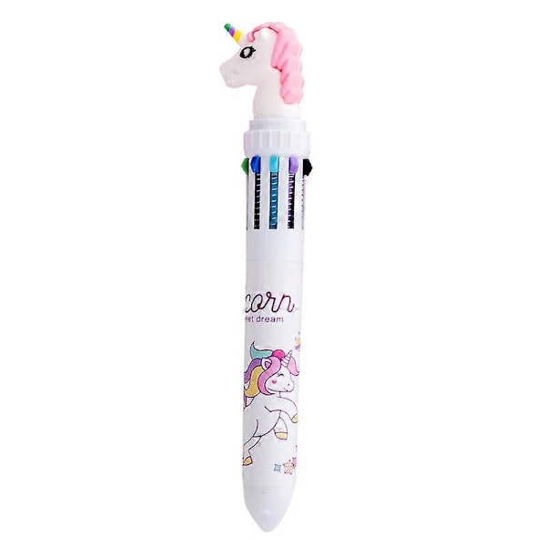 Mini Unicorn-penn 10 i 1 flerfarget Unicorn-kulepenn Gave til barnas dag, skolemateriell