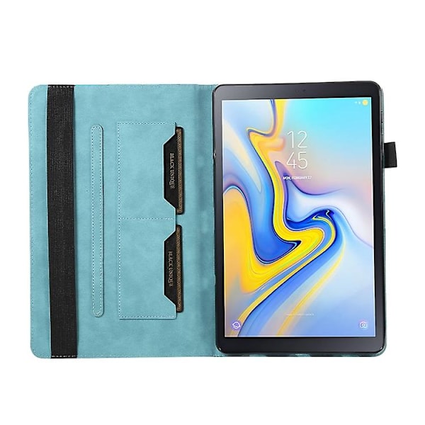 Lærtablettveske med lykkebambusmønster for Samsung Galaxy Tab A 10.5 T590 Blue