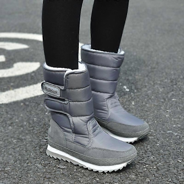 Damskor Vinterstövlar Snöskor Kvinnor Platta Vattentäta Halksäkra Damskor Flera Färger Femininas De Inverno Mujer Botas Gray 42