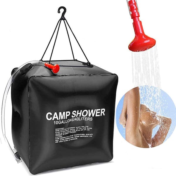 Solarduschväska 40 liter camping, temperatur 45°C vandring, klättring