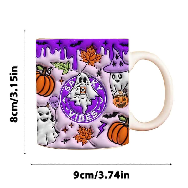 Ny läskig Halloween-kaffemugg Vattenmugg Halloween Pumpa C