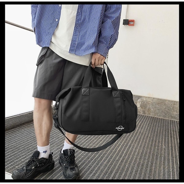 Simpel håndtaske med stor kapacitet Sport Vandtæt tør og våd adskillelse Fitnesstaske, Kortrejsetaske Sort