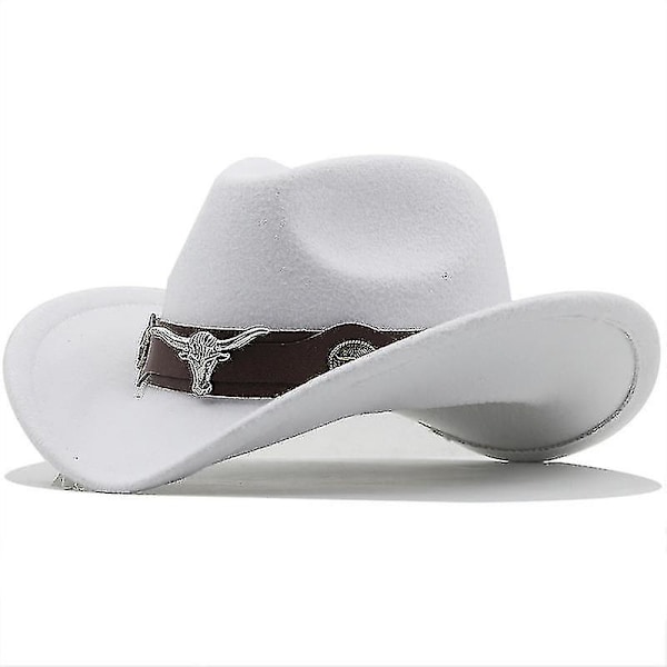 Ny Dame Mann Svart Ull Chapeu Western Cowboyhatt Gentleman Jazz Sombrero Hombre Caps Far Hat Størrelse 56-58cm