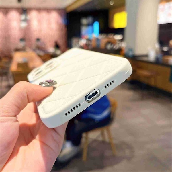 For iPhone 14 Pro Max deksel rombemønster anti-ripe TPU telefondeksel White