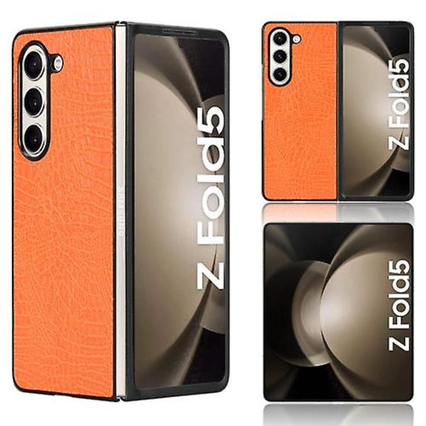 Bakskydd för Samsung Galaxy Z Fold5 med krokodilstruktur Yellow
