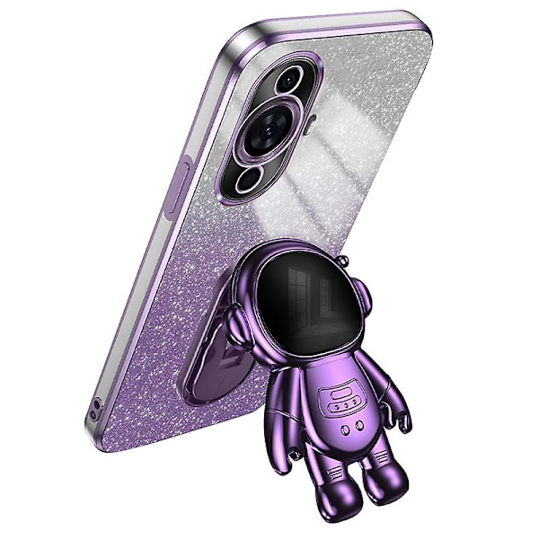 For Huawei nova 11 Pro/ nova 11 Ultra deksel elektroplettering telefondeksel astronaut kickstand Purple