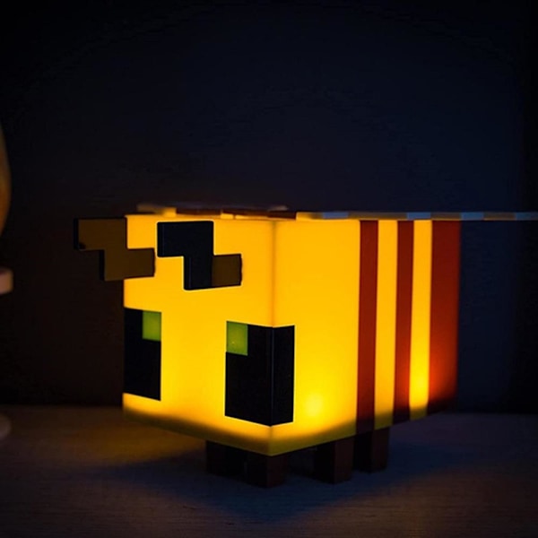 Minecraft Gul Bi Rolle LED Stemningslys Udsendende Lampe Natlys Legetøj Desktop Ornamenter Hjemmedekoration Gaver Til Børn