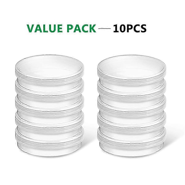 10 st Sterila Petriskålar i Plast med Lock 70mm Dia x 14mm Djup för SkollaboratorierKlara Petriskålar för Temafest