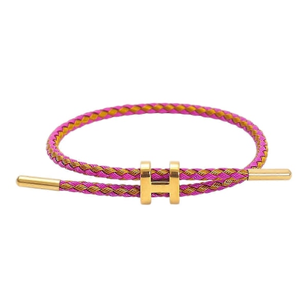 Stilfullt justerbart armband för kvinnor med 18k guldpläterat H-spänne, tillverkat av premium rostfritt ståltråd brun Golden and jade rela