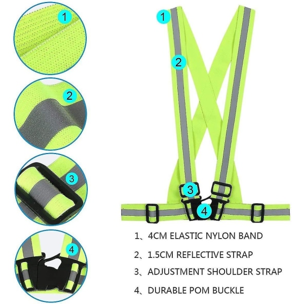Safety Vest + Reflective Safety Wristbands, Reflective Adjustable Elastic Safety Vest For Running, Cycling, Motorcycling