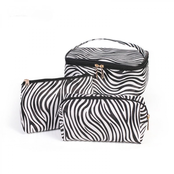 Marmormønster Kosmetisk Makeup Pouch Rejsetaske Multifunktion Bærbar Toilettaske Zebra-stribe