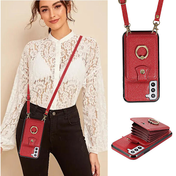Samsung Galaxy S23+ Fodral Rfid Blockering Mobiltelefon Skal Stöd Tpu+pu Läder Skal Red
