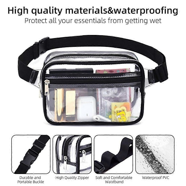 Genomskinlig PVC-väska Transparent Strandväska Crossbody-väska Midjeväska Konsertväska white