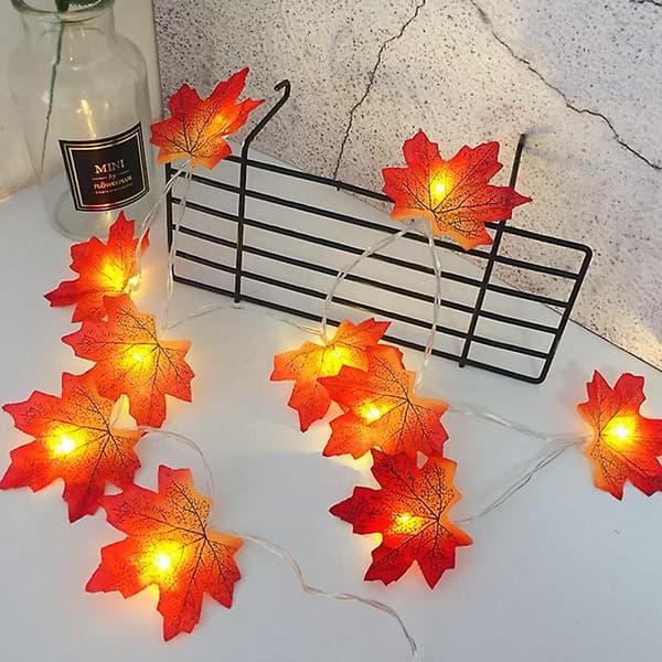 2m 10 Lys Maple Blade Garland Led Fejlys Til Julepynt Efterårsstrenglys Festlig Diy Halloween Dekoration B