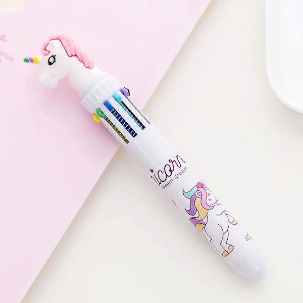 Mini Unicorn-penn 10 i 1 flerfarget Unicorn-kulepenn Gave til barnas dag, skolemateriell