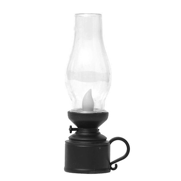 Jul Lysende Petroleum Lampe Elektronisk Stearinlys LED Hest Lys Dekoration Ornament Gave Vindlampe Desktop Black