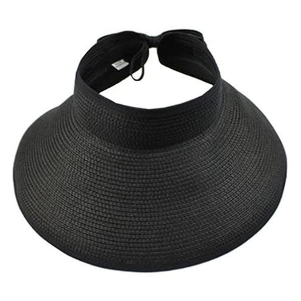 Solhat Foldbar Bred Skygge Åndbar Elegant Piger Sommer Spand Solhat til Udendørs Black