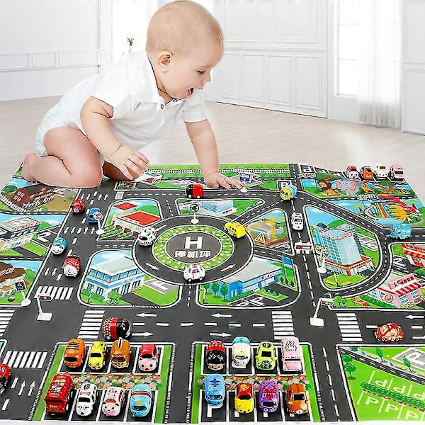Vägmatta Barn Trafikbilkarta Pojke Flickor Pedagogisk Leksak Vägmatta Lekmatta För Baby Mattor Cartoon City Matta Barnleksaker Spel