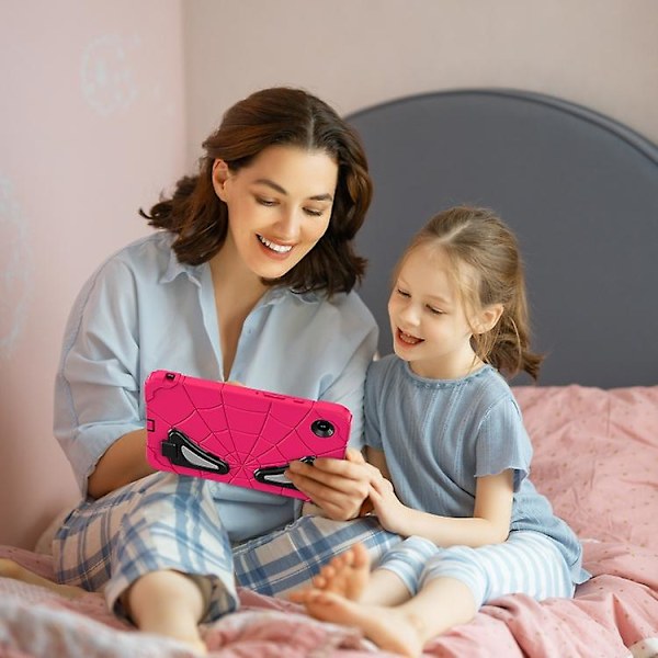 For Samsung Galaxy Tab A9 Silikon + PC Stødsikker Beskyttende Tablet Etui Strawberry Black