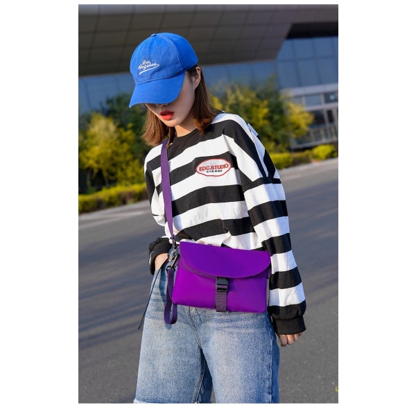 Crossbody yhden olkapään pieni laukku, suuri tilavuus neliönmuotoinen matkapuhelinlaukku vyötärölaukku (violetti)