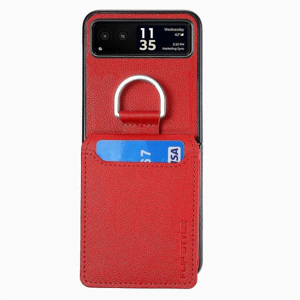 Litchi Texture Läder Telefonfodral För Motorola Razr Red