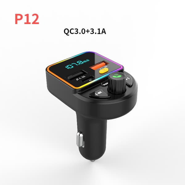 Hurtig Biloplader Universal 20W med FM-Sender - Bluetooth 5.0 - Sort