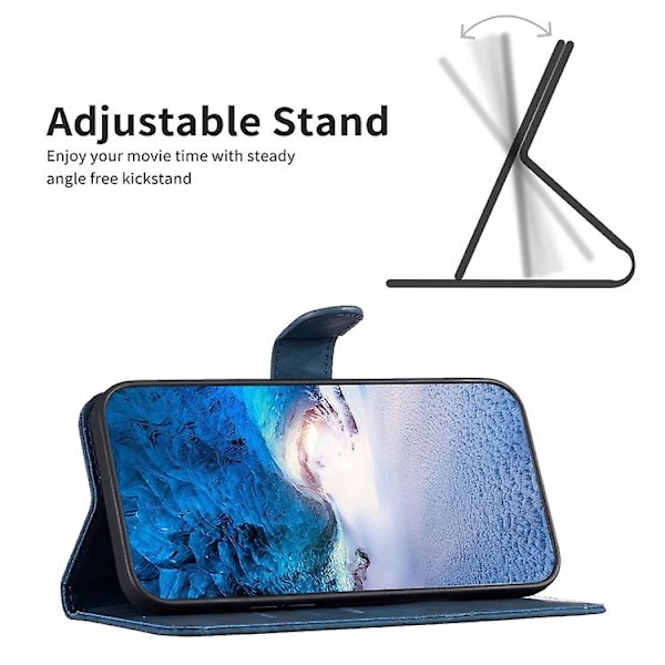 Mobiltelefonskal i rutiga, präglad läder för Samsung Galaxy S24+ 5g Blue