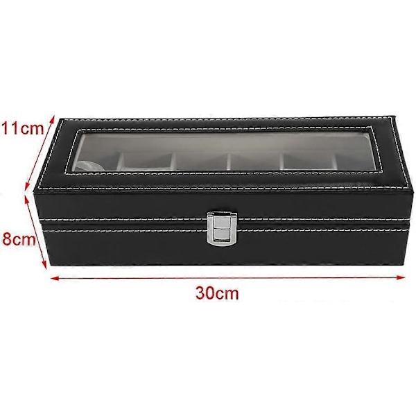 Læder urkasse med 6 rum, urkasse, display, ur, smykkeorganisator, mænd, damer 6-digit watch box